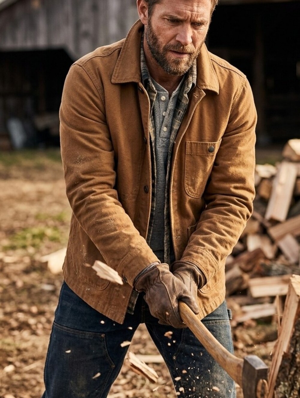 Wallace & Barnes Duck Canvas Utility Chore Jacket | Rich Coffee | Men's Large